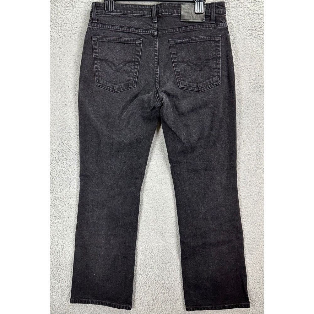 Harley Davidson Bootcut Jeans Women 10 Black Genuine Motorclothes Denim Mid Rise - Picture 2 of 9